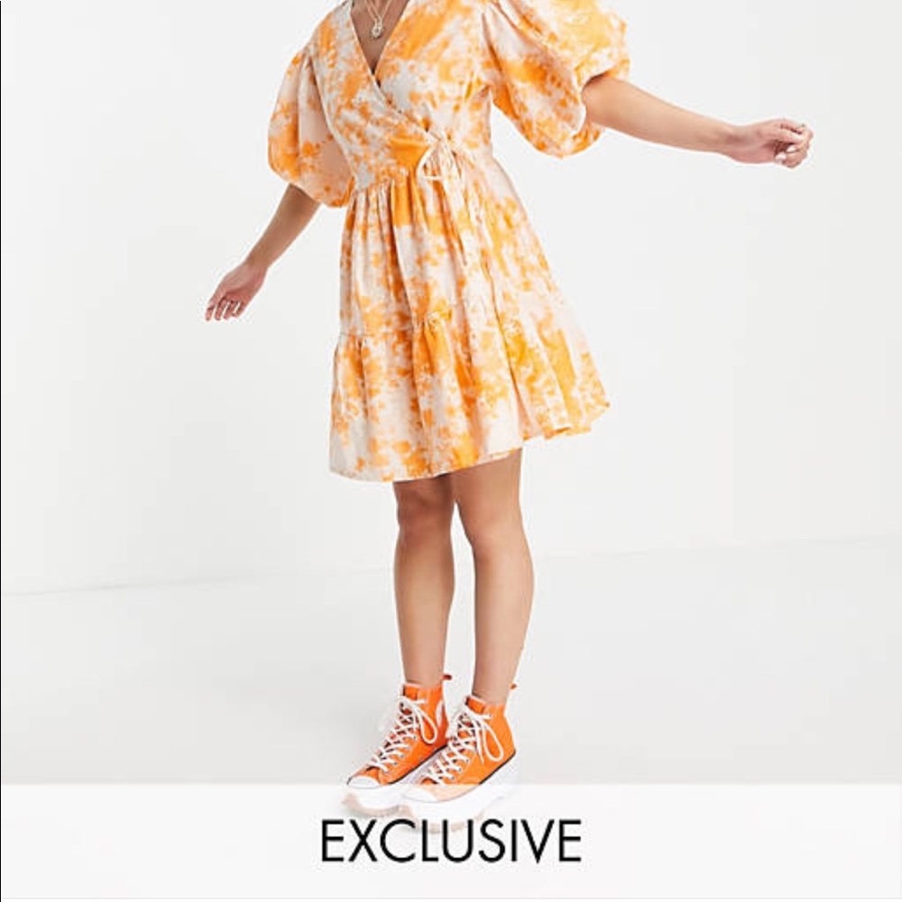 ASOS COLLUSION BRODERIE MINI WRAP DRESS